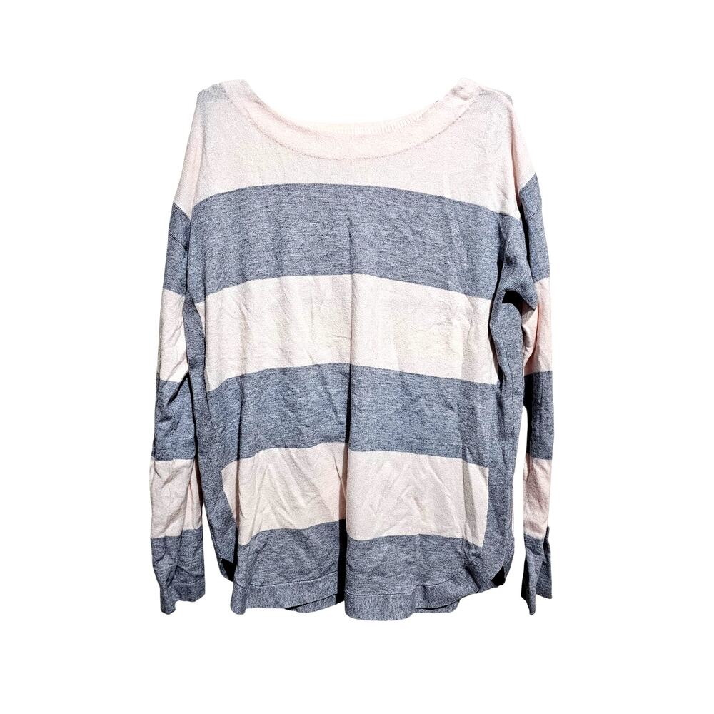 Teeberry and Weave Sweater Womens Size Large Pink gray Striped Pullover (977)